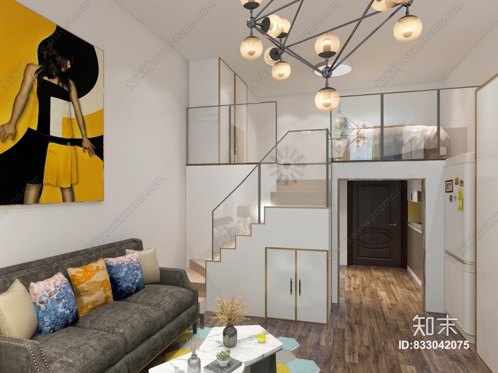 北欧loft公寓3d模型下载