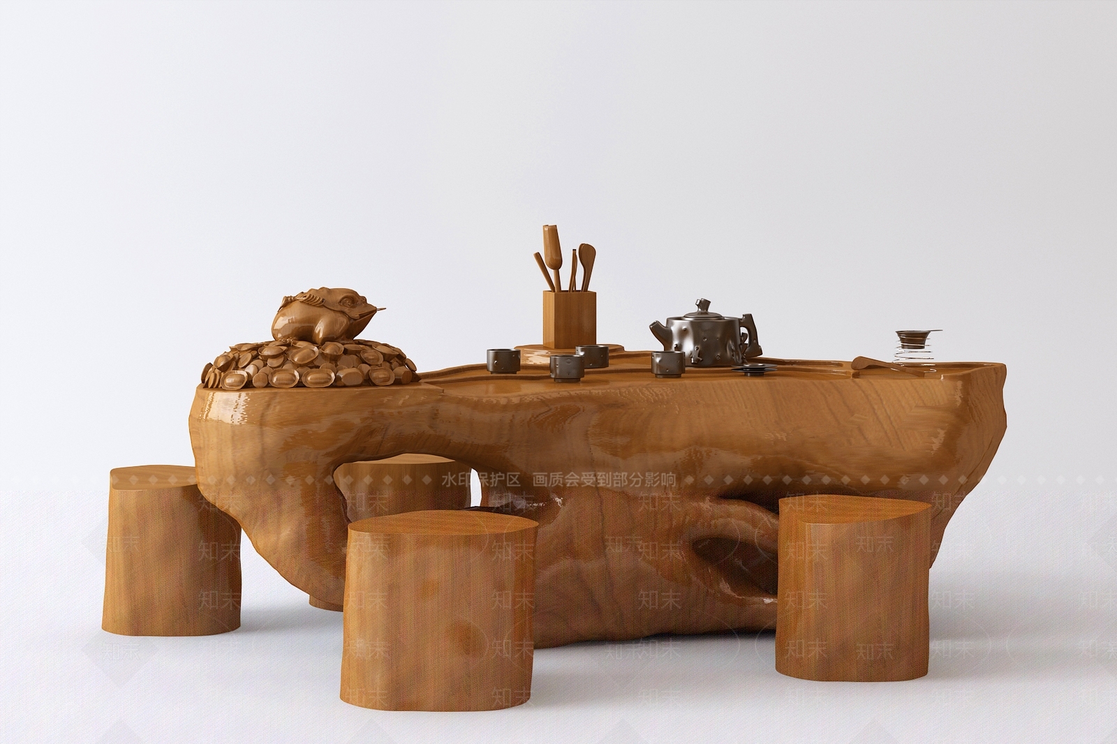 中式根雕茶海3D模型下载【ID:134296717】