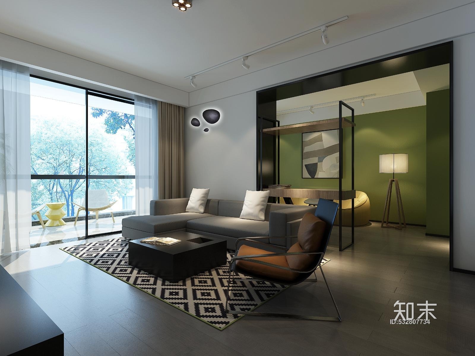 现代简约家装样板间施工图+效果图+3D模型施工图下载【ID:532807734】