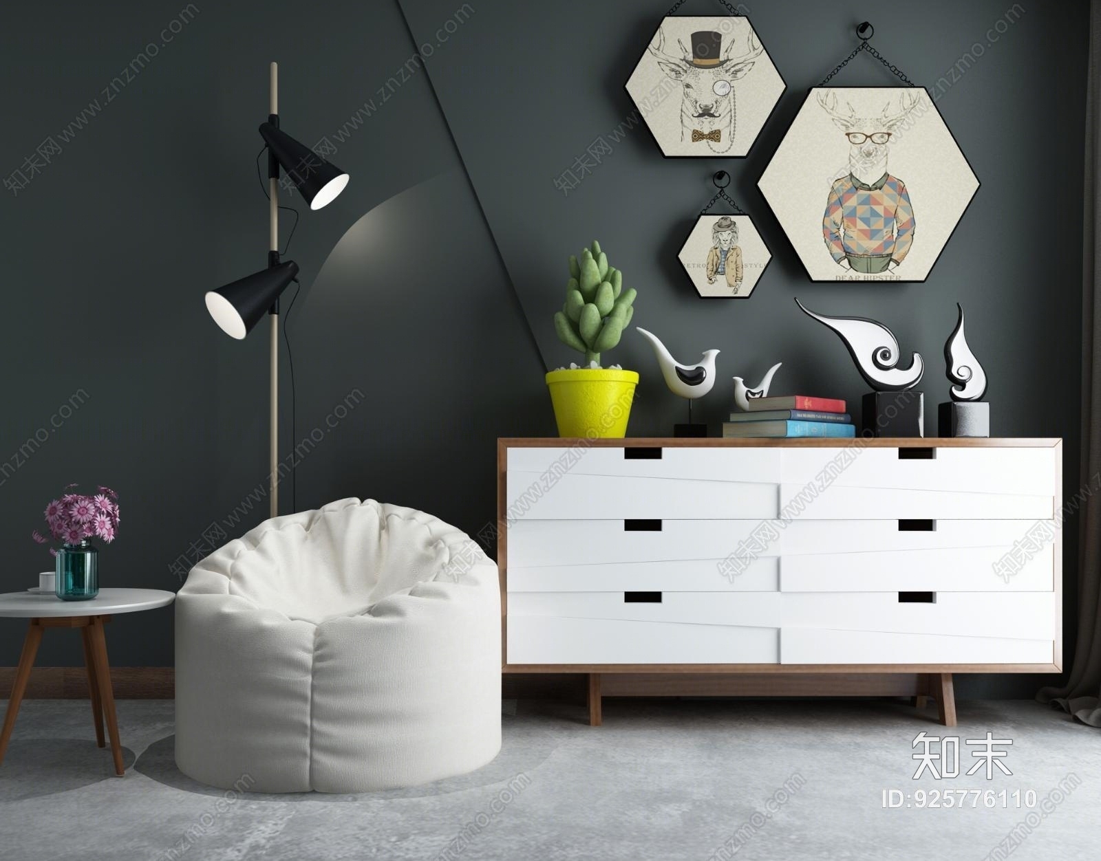 现代门厅端景柜玄关柜组合3D模型下载【ID:925776110】