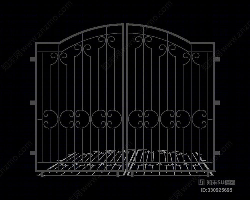 铁艺大门铁门SU模型下载【ID:330925695】