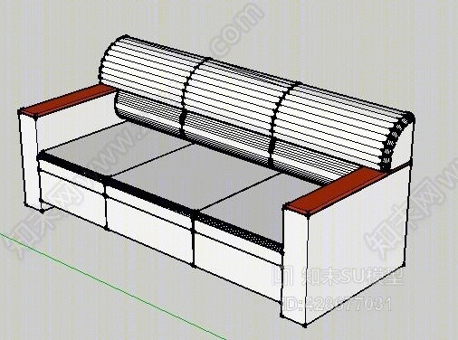 实木扶手三人沙发室外SU模型下载【ID:428677031】