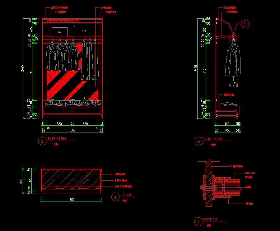 服装店货架套图cad施工图下载【ID:731924098】