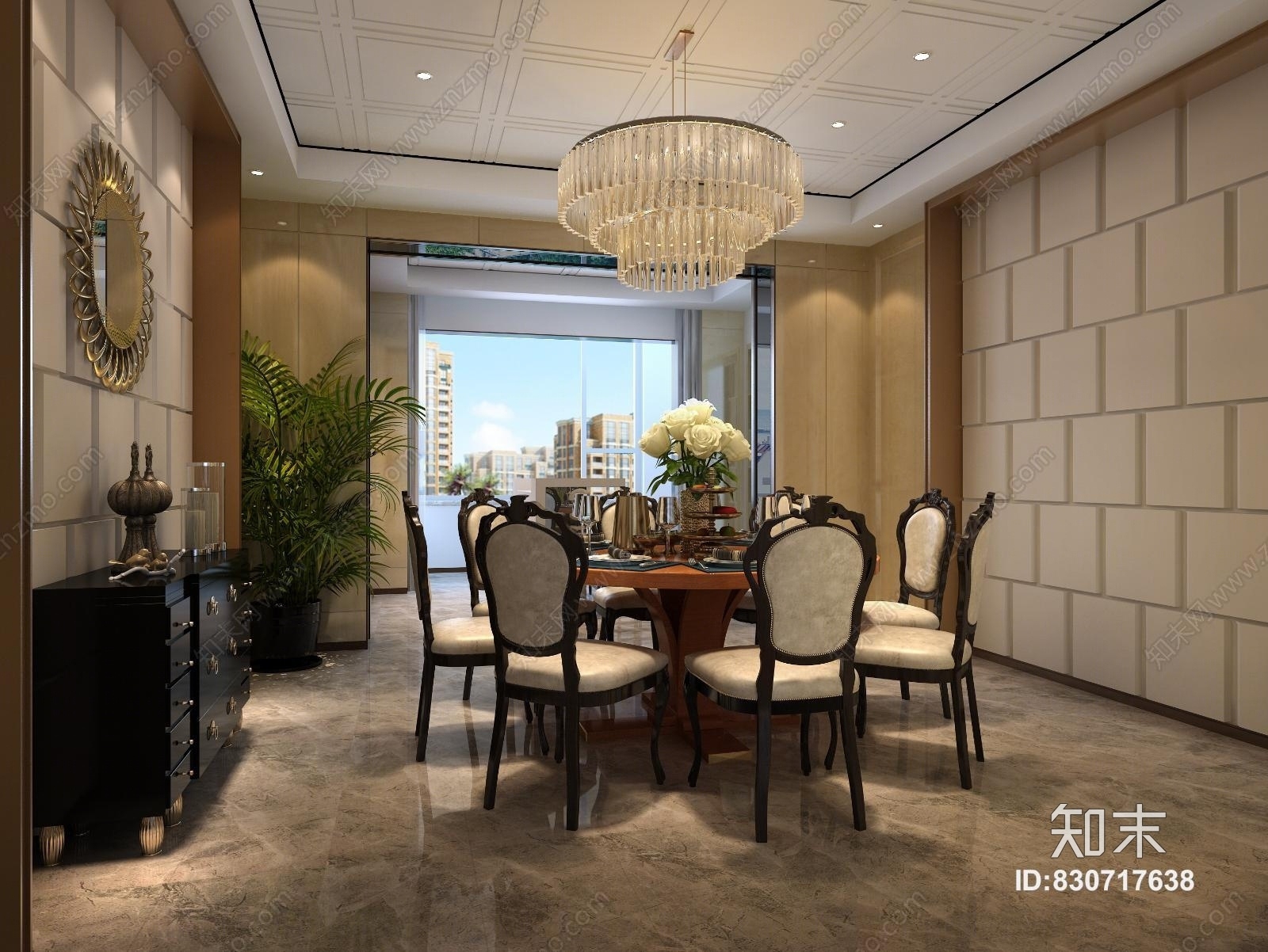 现代别墅餐厅酒吧台3D模型下载【ID:830717638】