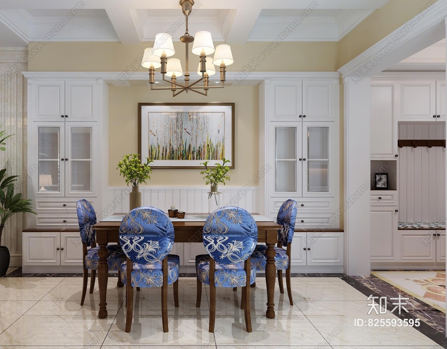 美式餐厅门厅3D模型下载【ID:825593595】