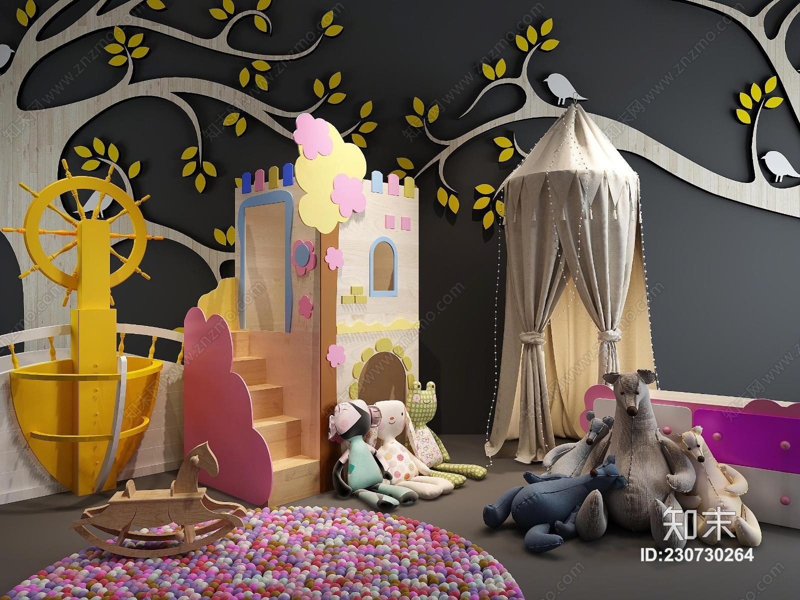 儿童房子卡通衣柜玩具公仔玩具3D模型下载【ID:230730264】