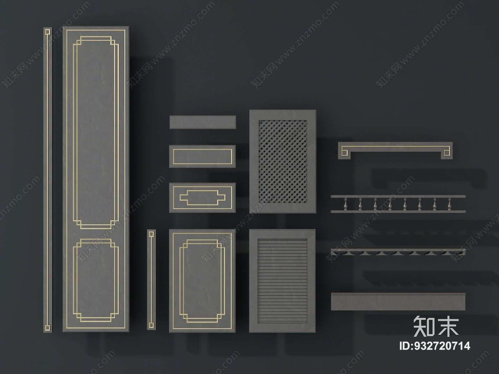 新中式橱柜3D模型下载【ID:932720714】