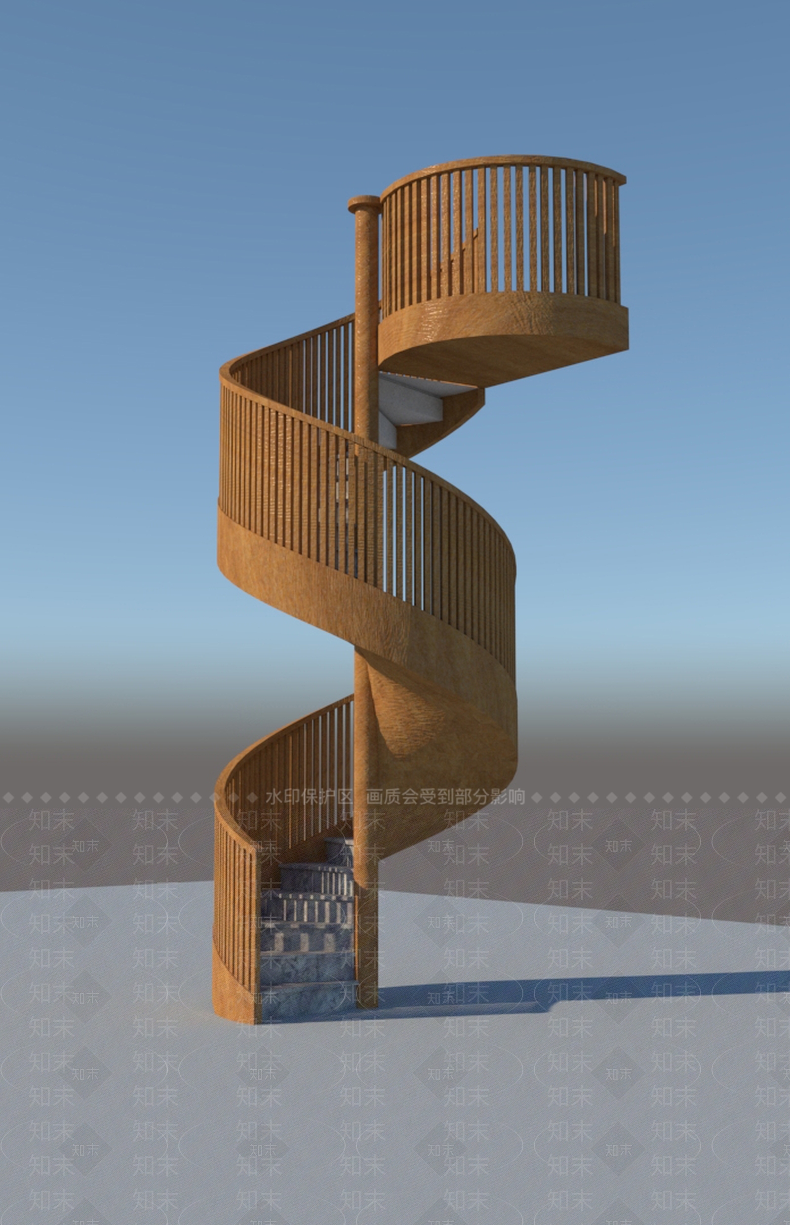 木质旋转楼梯su模型下载【id:432547427】