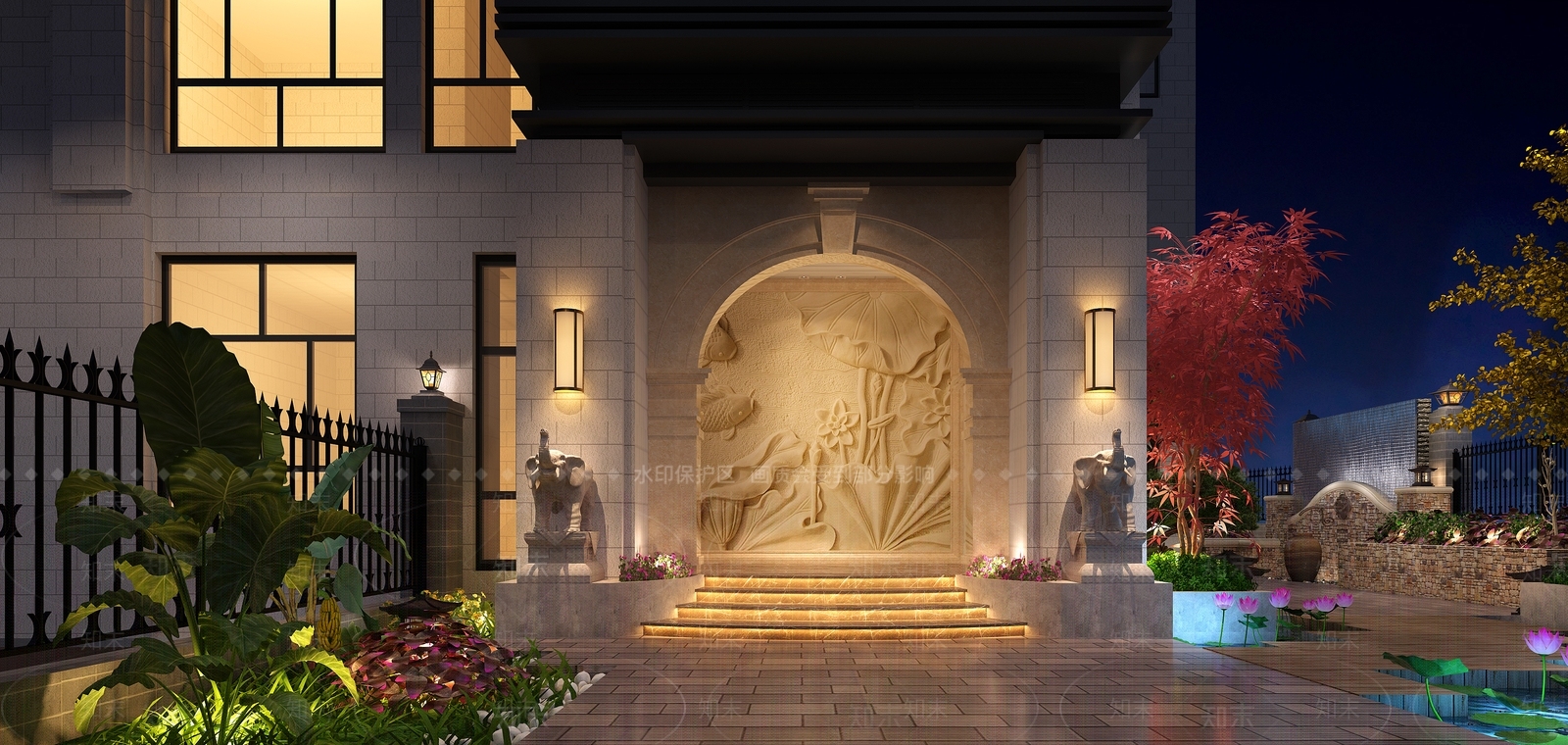 简欧欧式景观花园模型3D模型下载【ID:932499997】