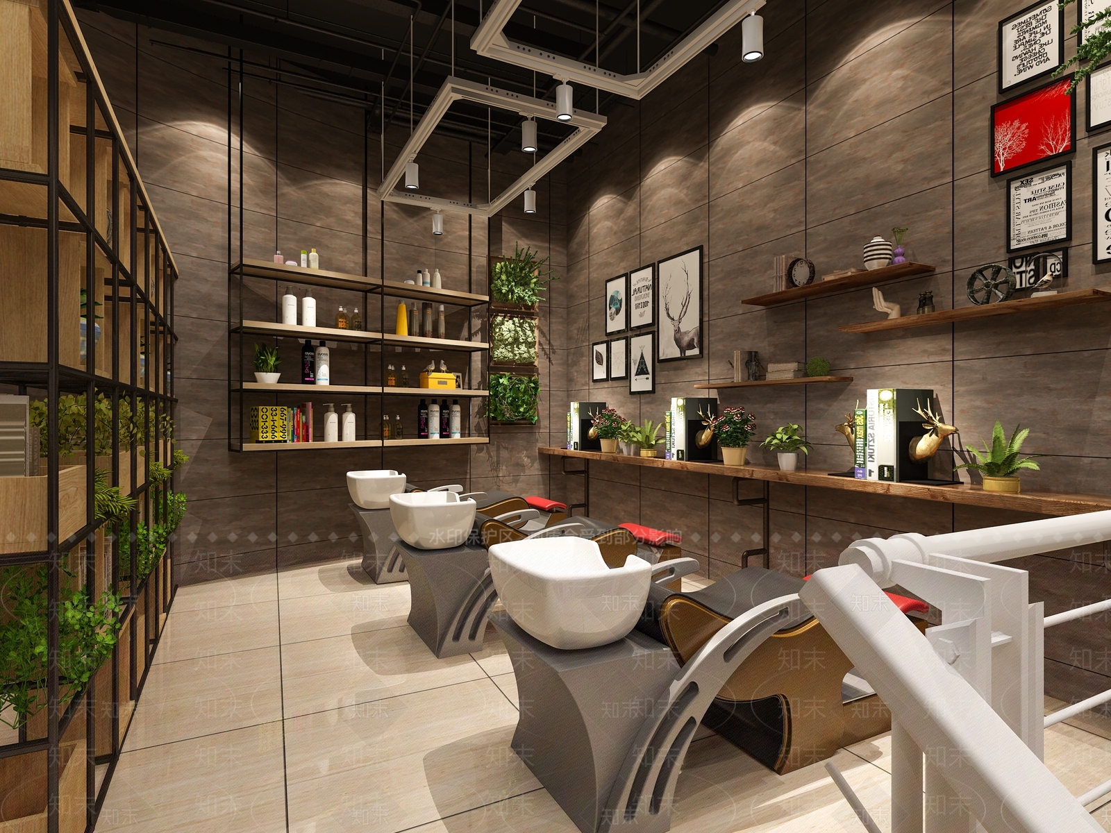 工业风理发店3D模型下载【ID:933497760】