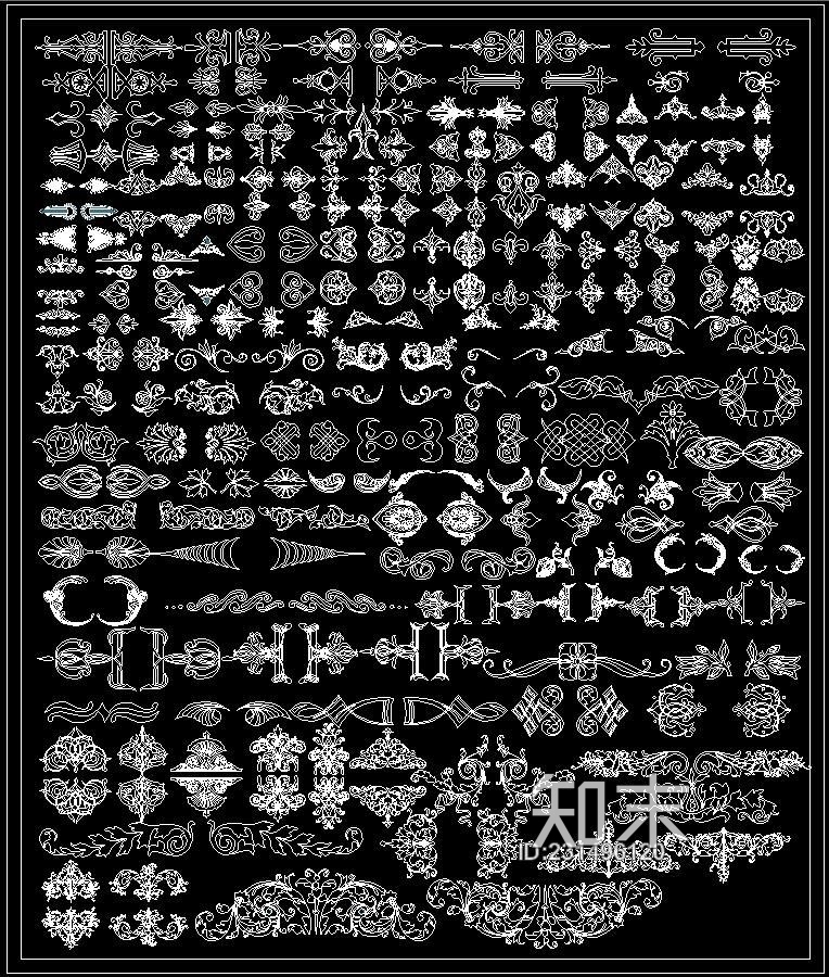 欧式CAD花纹图案施工图下载【ID:231496120】