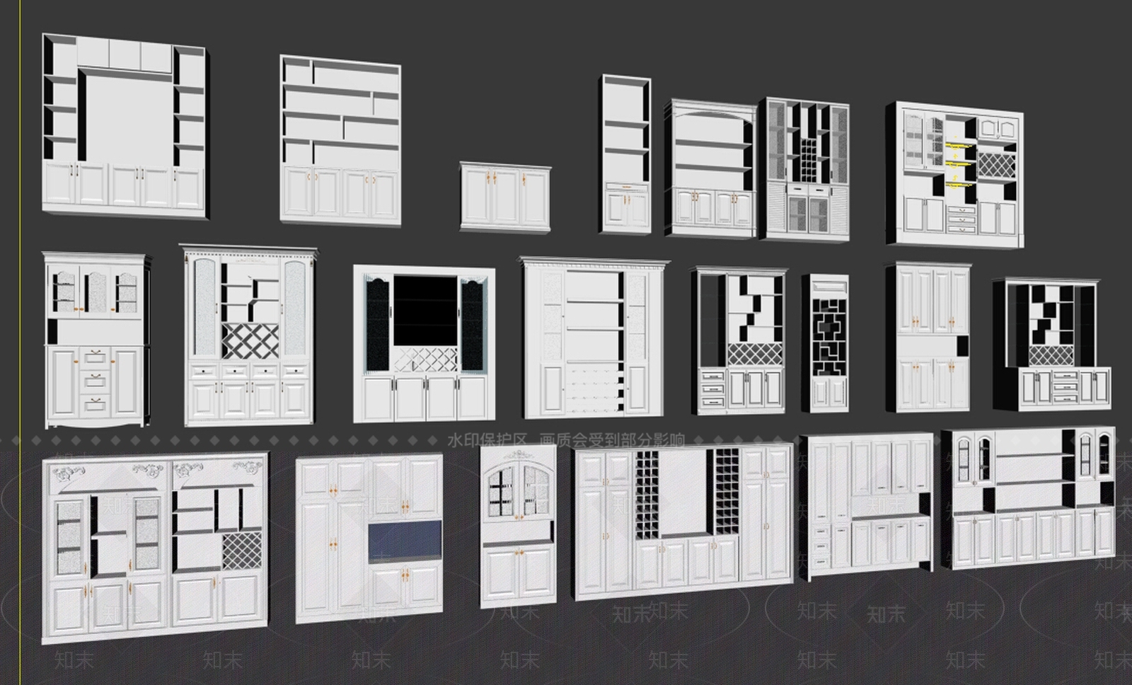 现代酒柜模型3D模型下载【ID:934420398】