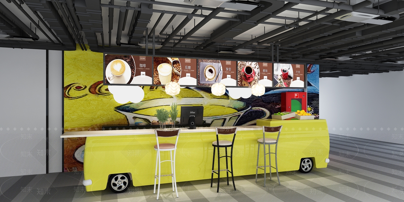 工业风咖啡厅模型3D模型下载【ID:134423075】