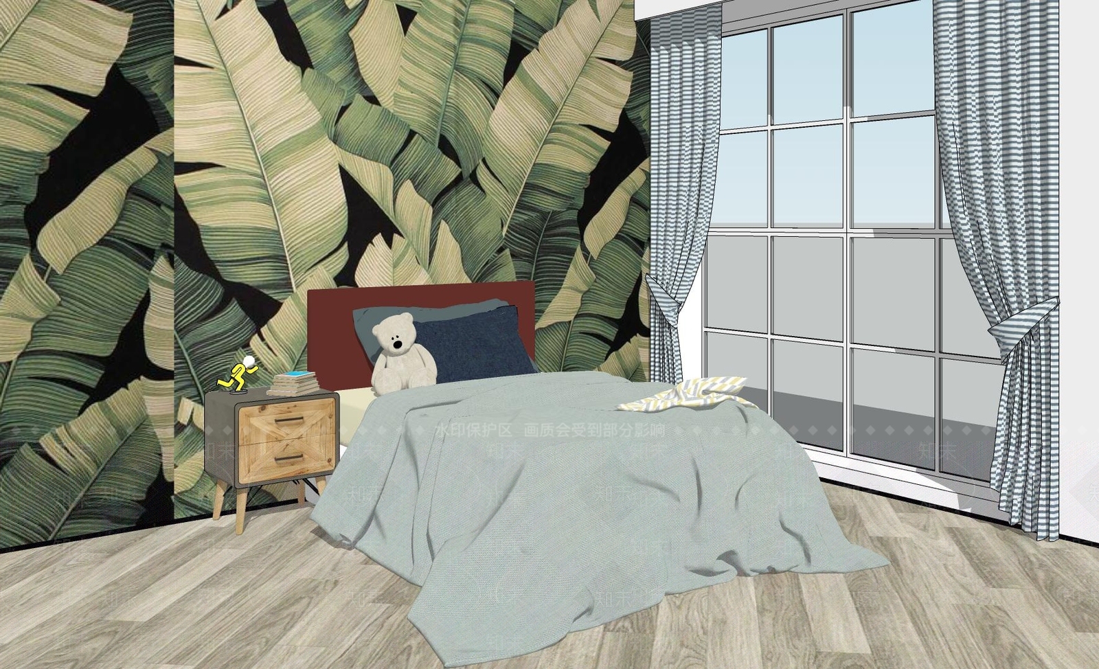 森林系卧室SU模型下载【ID:232854513】