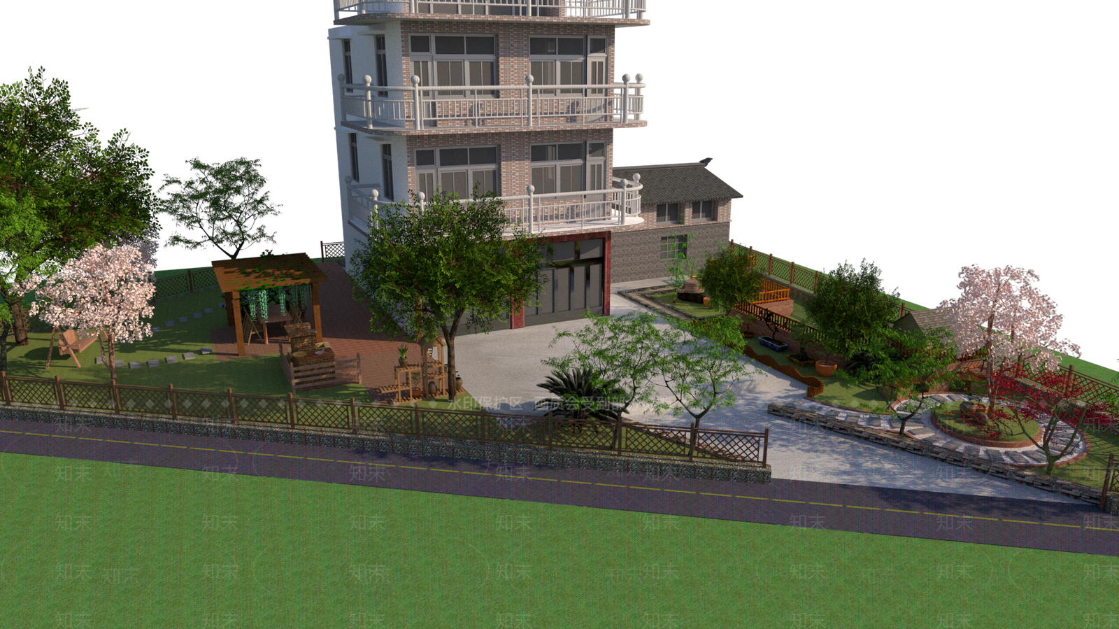 独栋乡村小别墅SU模型下载【ID:232438383】