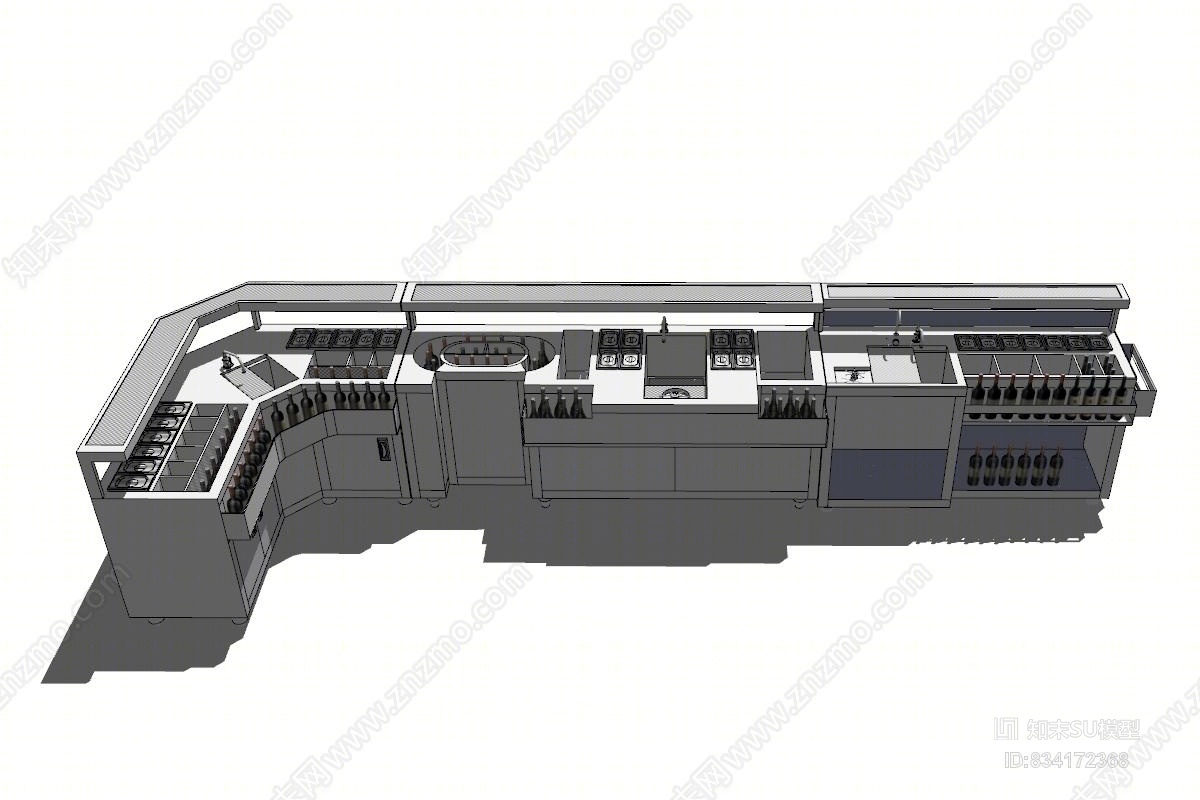 酒吧酒槽设计SU模型下载【ID:834172368】