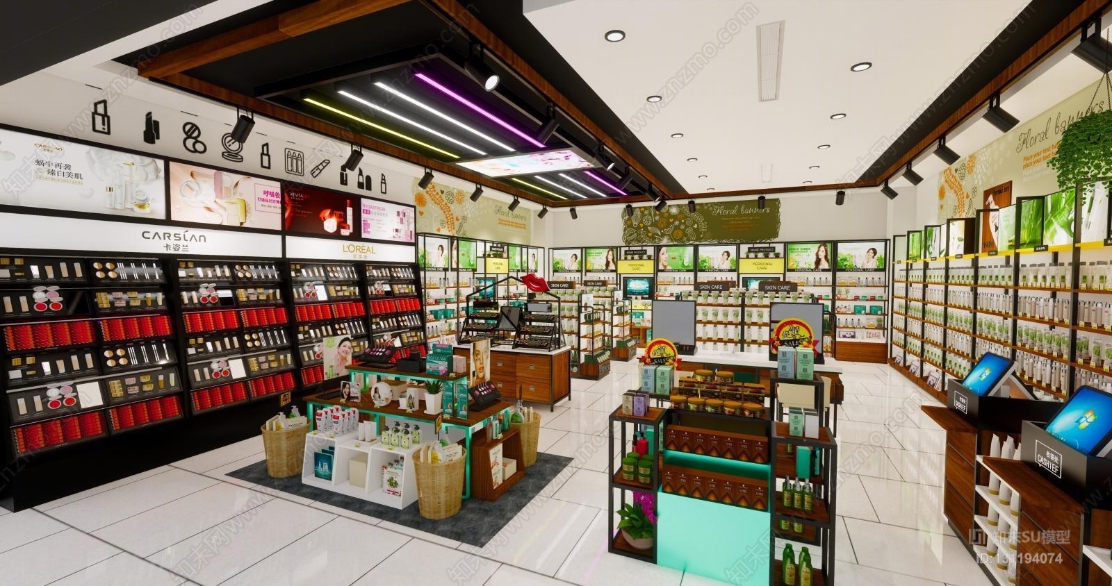 现代化妆品美容护肤品店铺SU模型下载【ID:131194074】