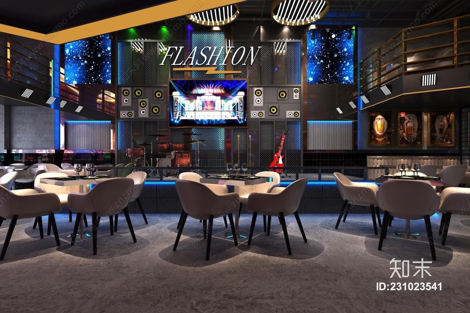 现代工业风娱乐酒吧舞台3D模型下载【ID:231023541】