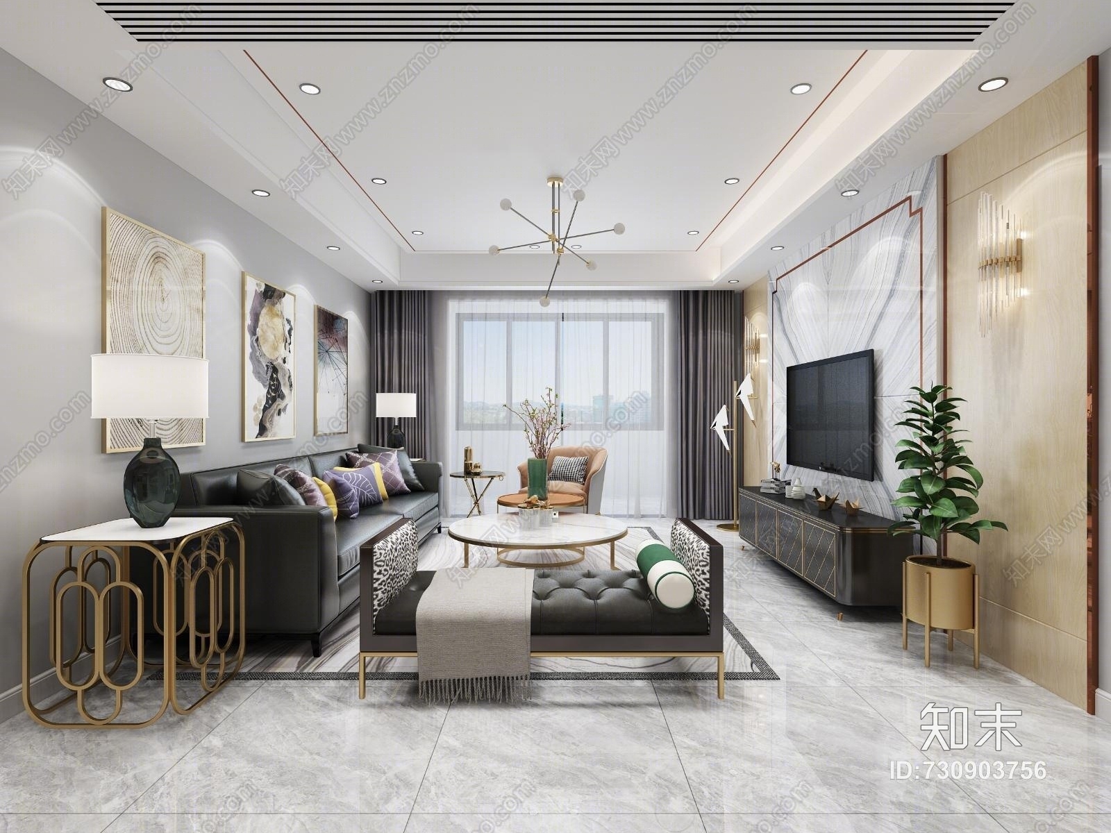 现代客餐厅模型3D模型下载【ID:730903756】