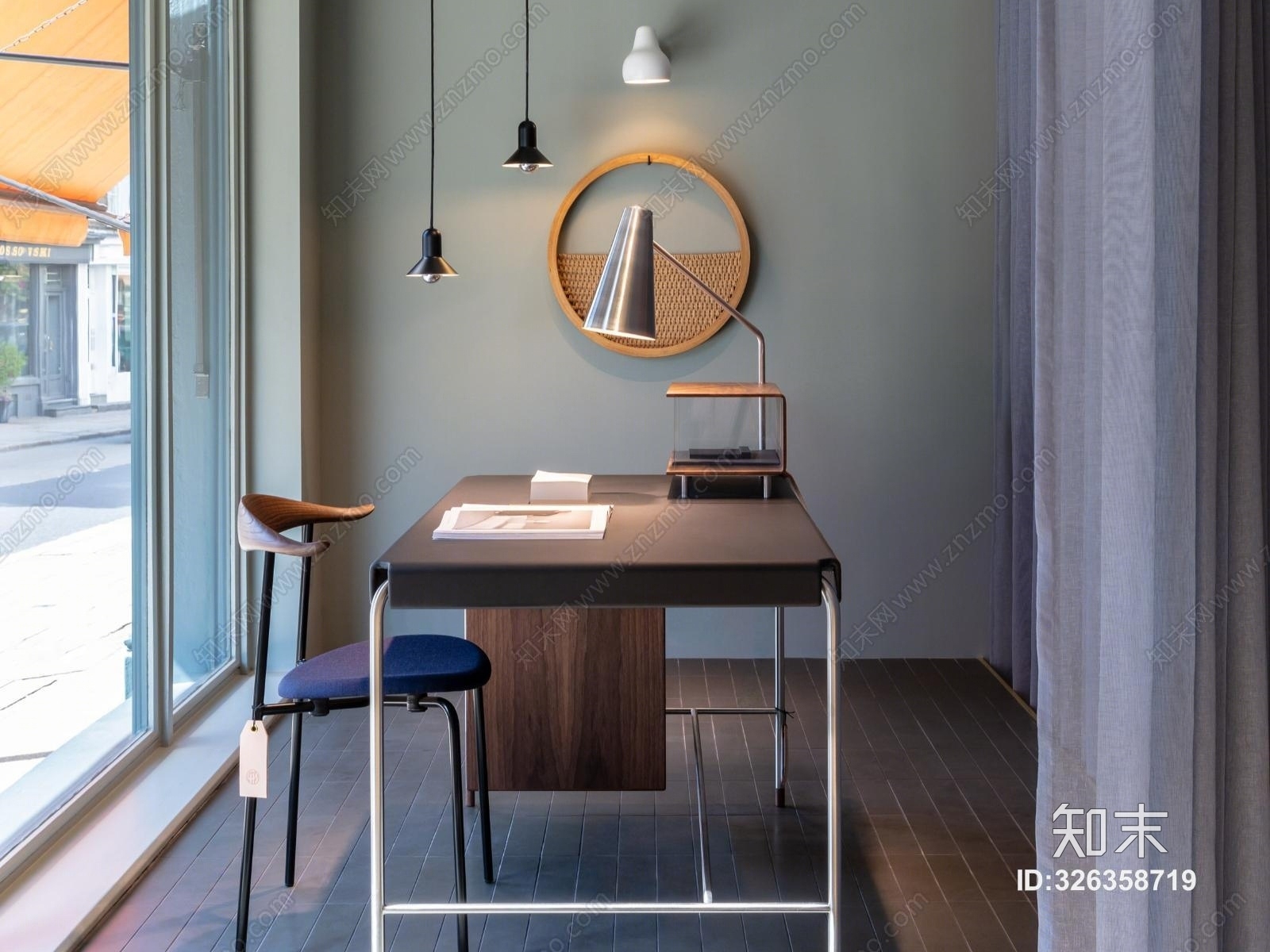 现代书桌椅组合模型3D模型下载【ID:326358719】