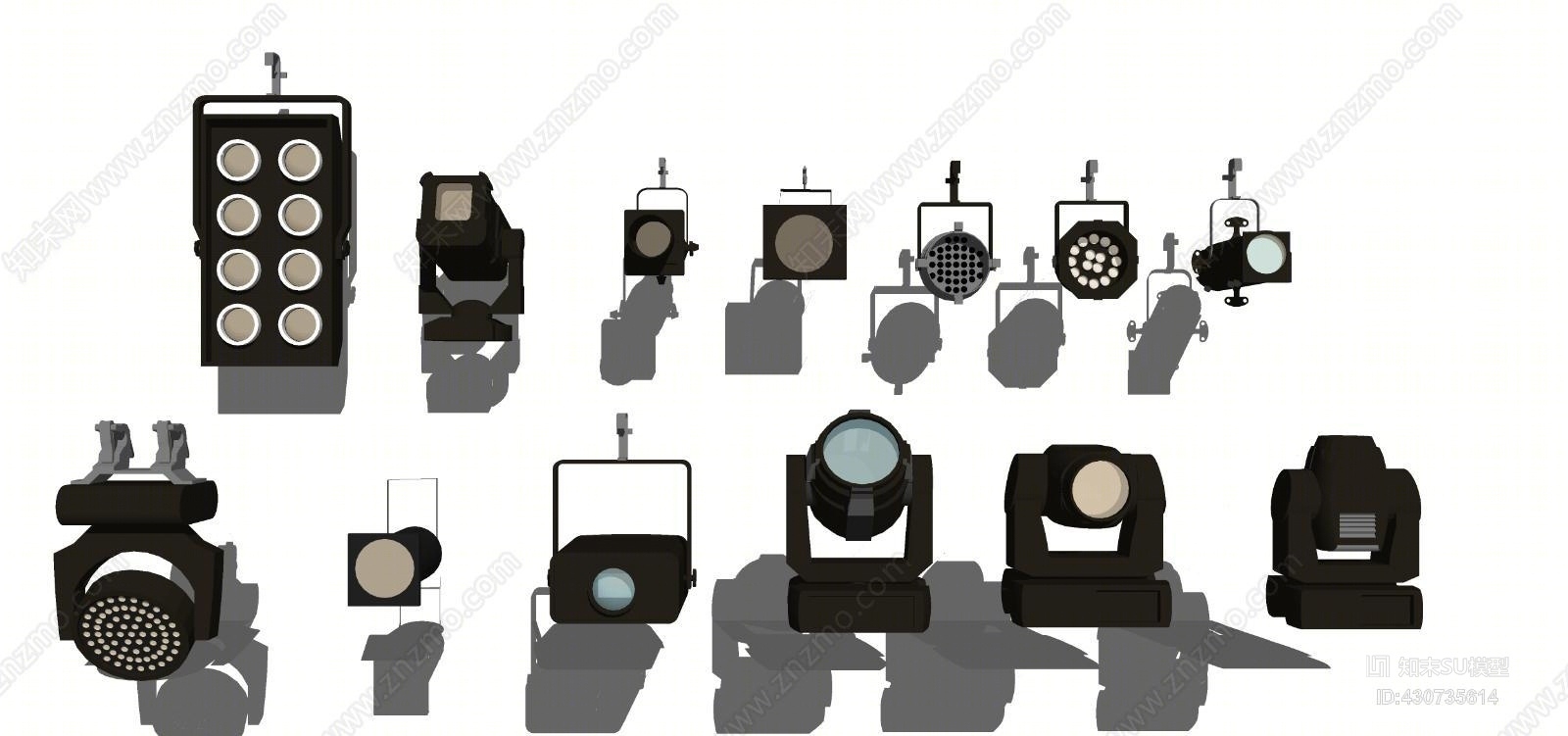 现代舞台灯射灯组合SU模型下载【ID:430735614】