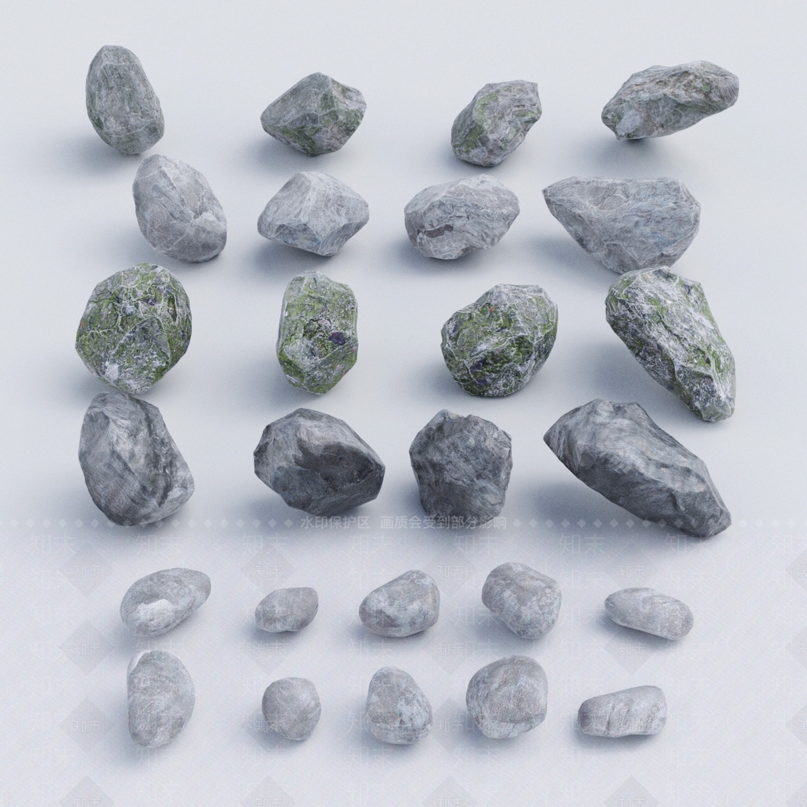 现代石头景观模型3D模型下载【ID:534090718】