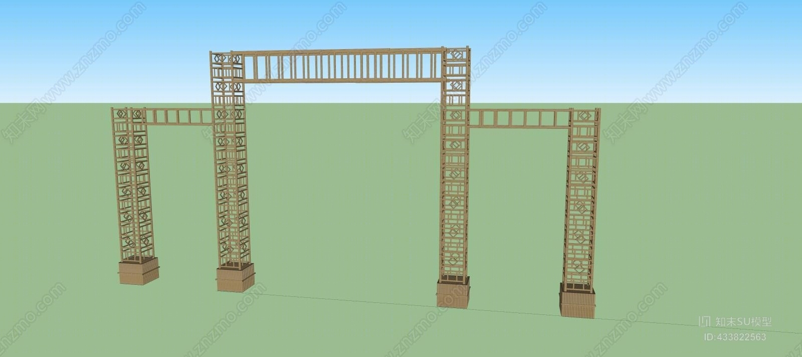 木质竹子牌坊SU模型下载【ID:433822563】