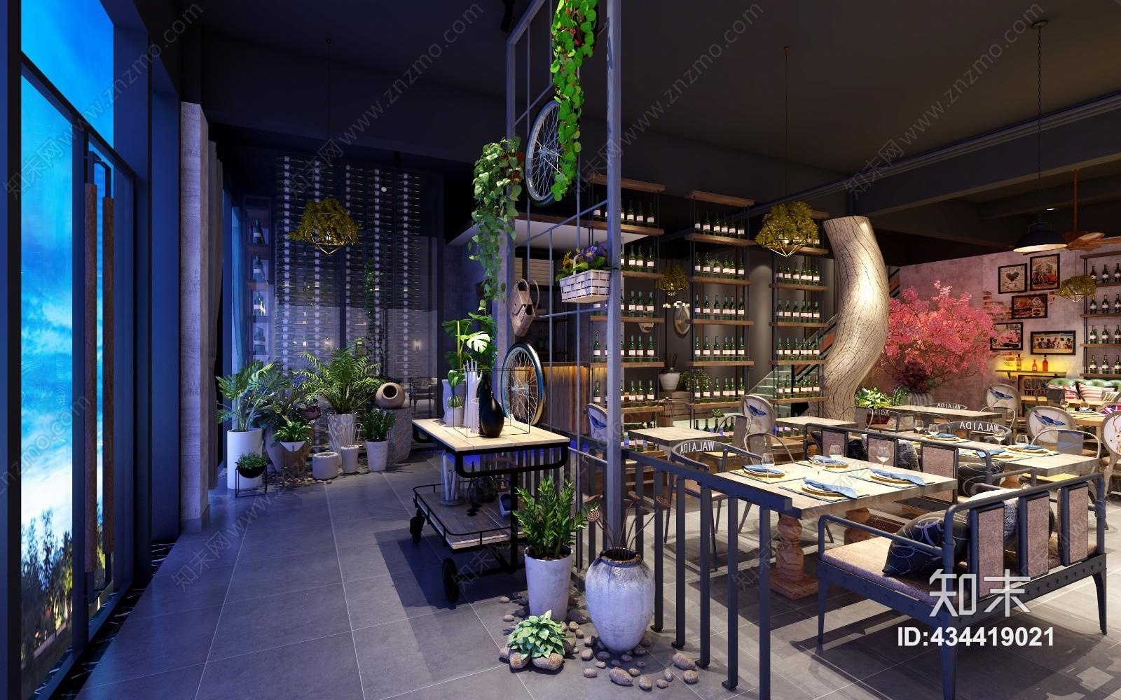 工业风音乐餐厅3D模型下载【ID:434419021】