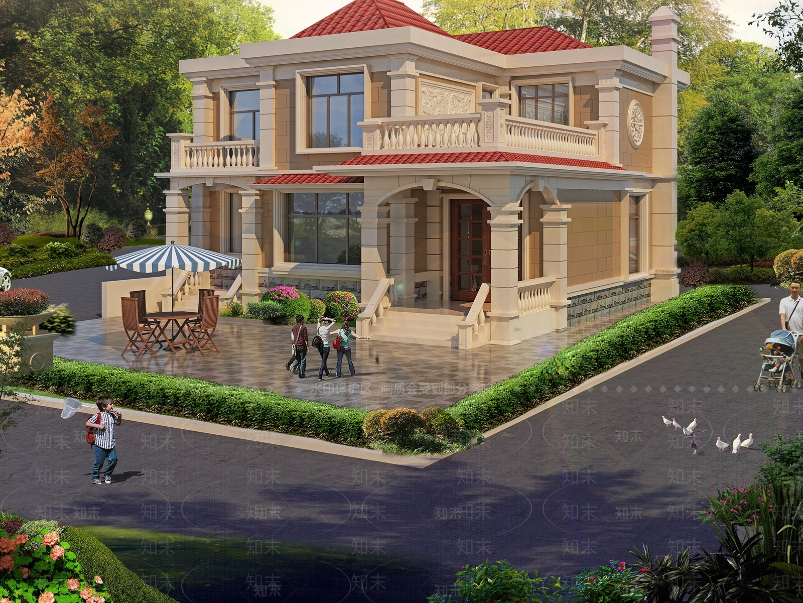 欧式户外建筑模型3D模型下载【ID:333079579】