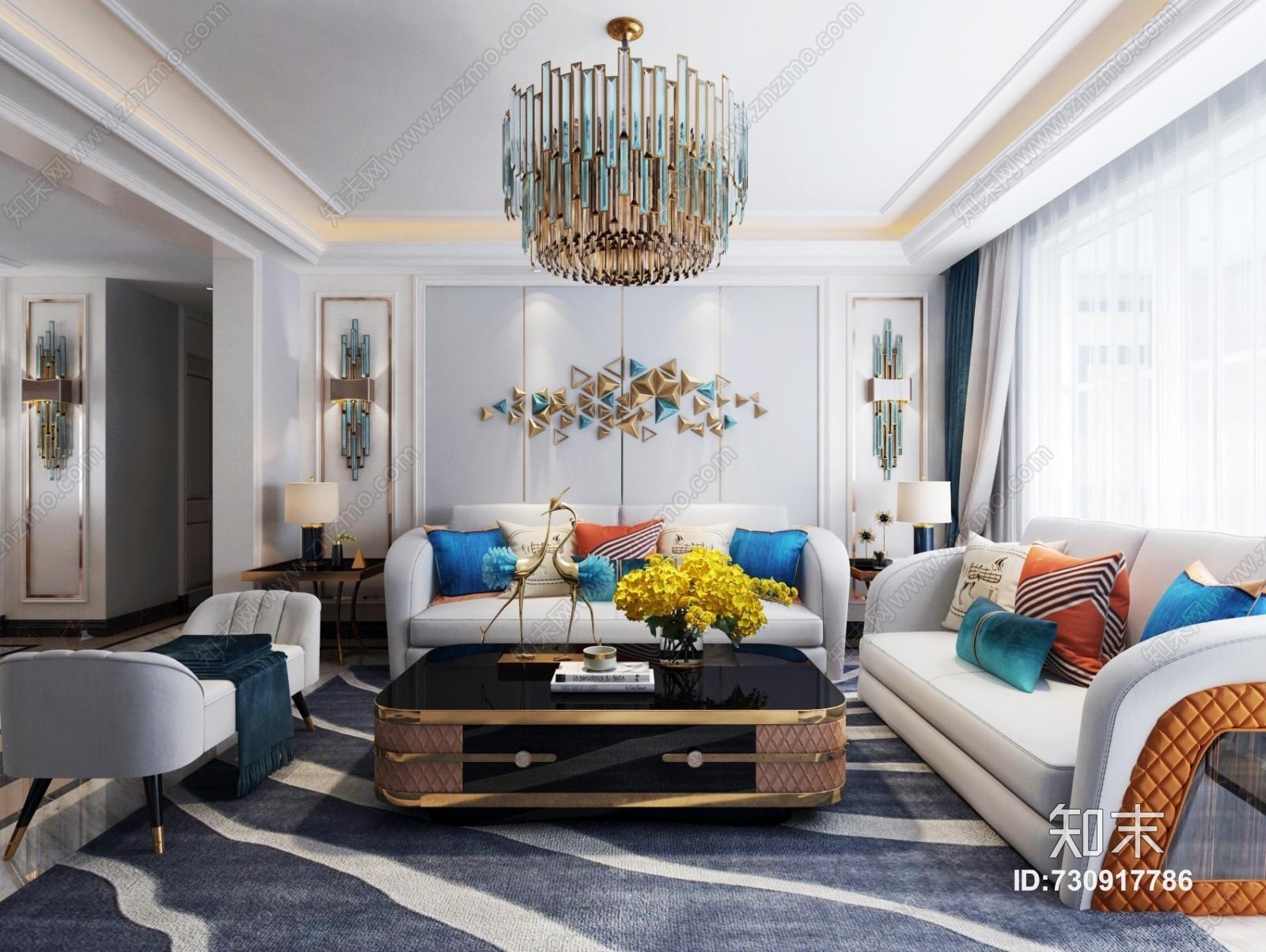 现代港式奢华3D模型下载【ID:730917786】