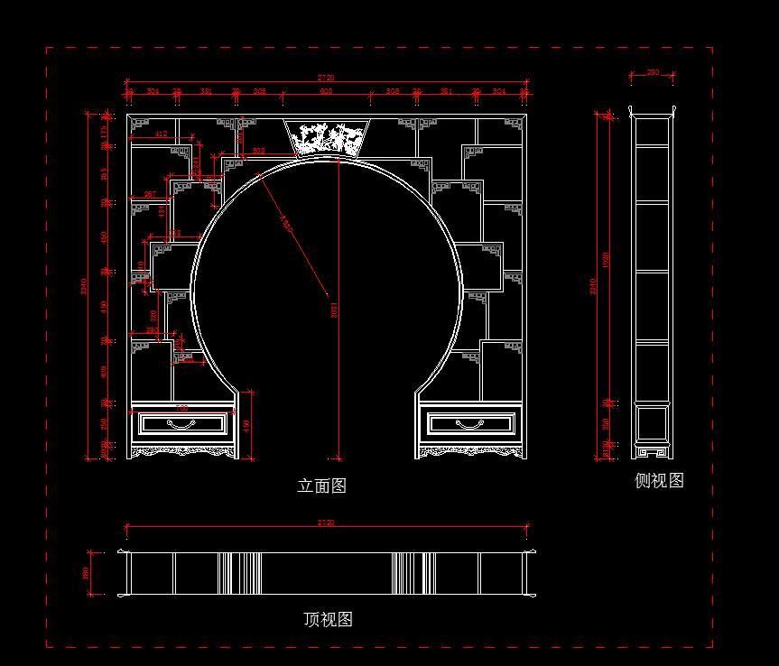 中式博古架cad施工图下载【ID:330039755】