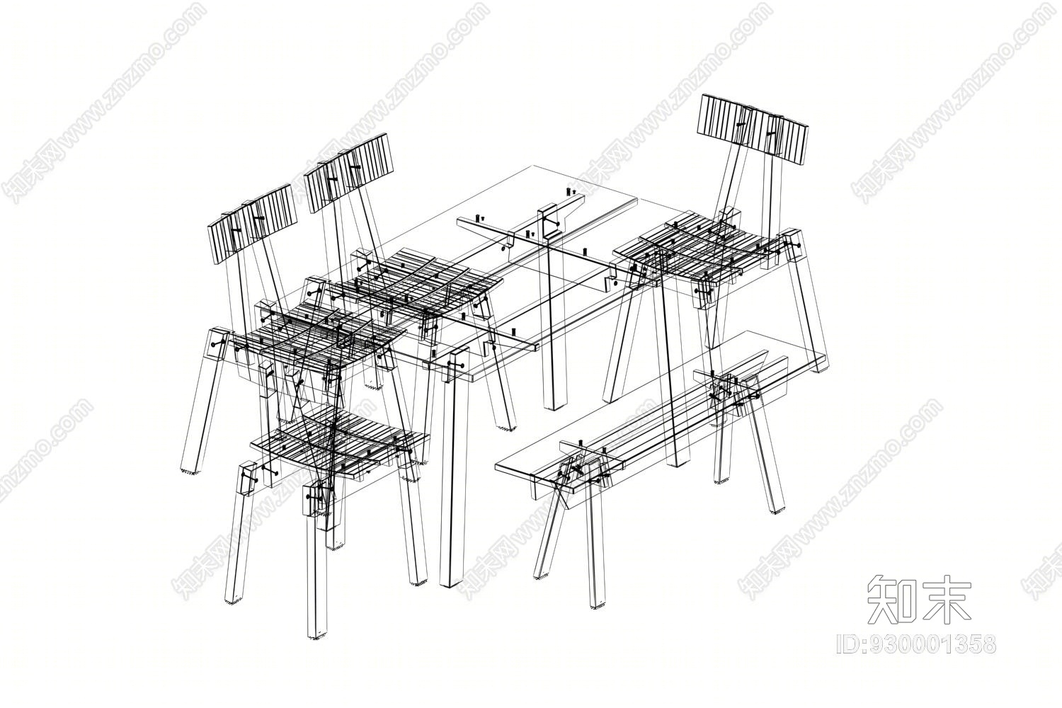 现代儿童桌椅3D模型下载【ID:930001358】