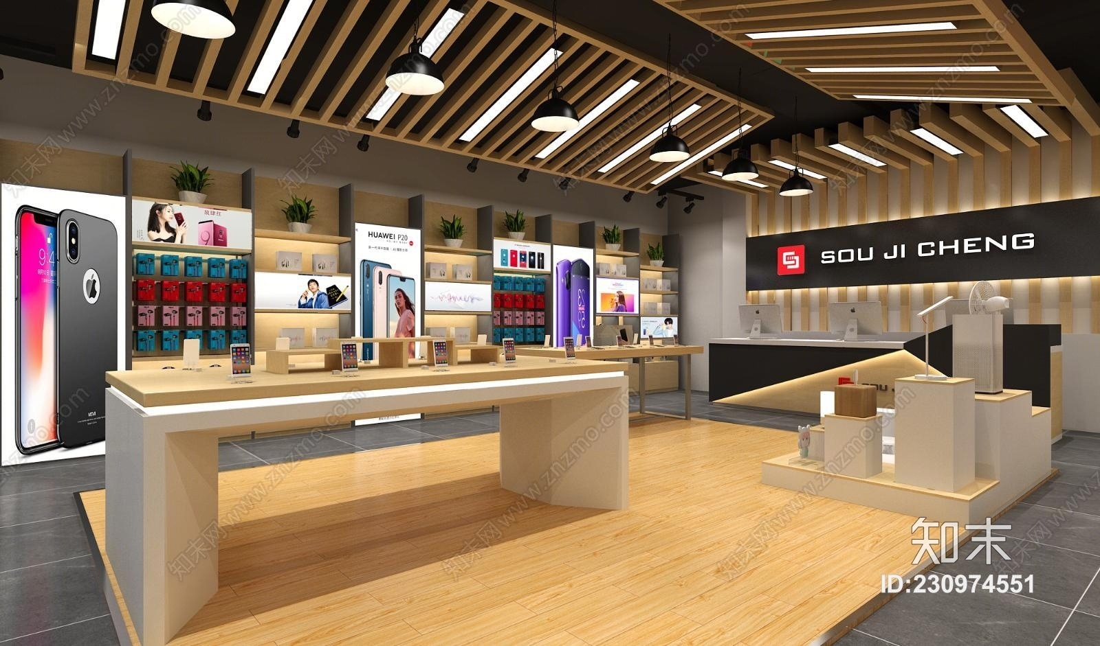 现代潮品店手机店数码潮品店3D模型下载【ID:230974551】