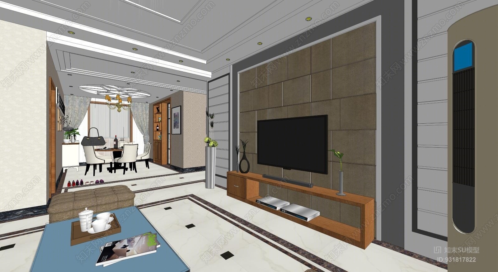 现代风格室内家装设计SU模型下载【ID:931817822】