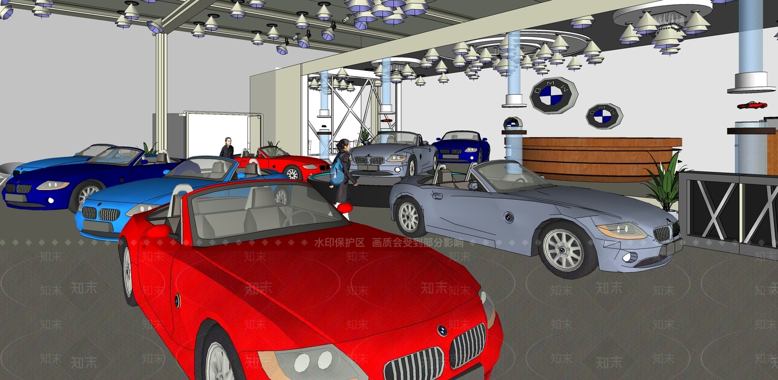 车模展示馆模型赛车SU模型下载【ID:232267589】