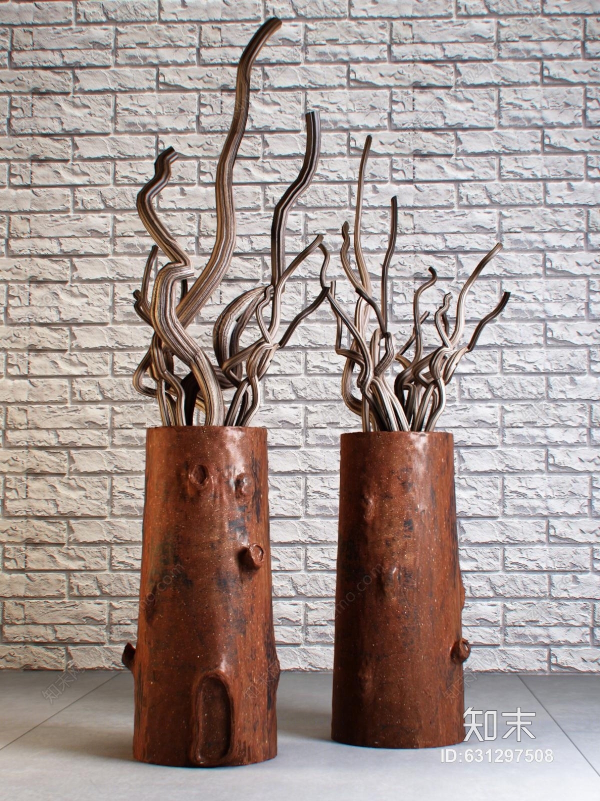 中式花瓶花卉3D模型下载【ID:631297508】