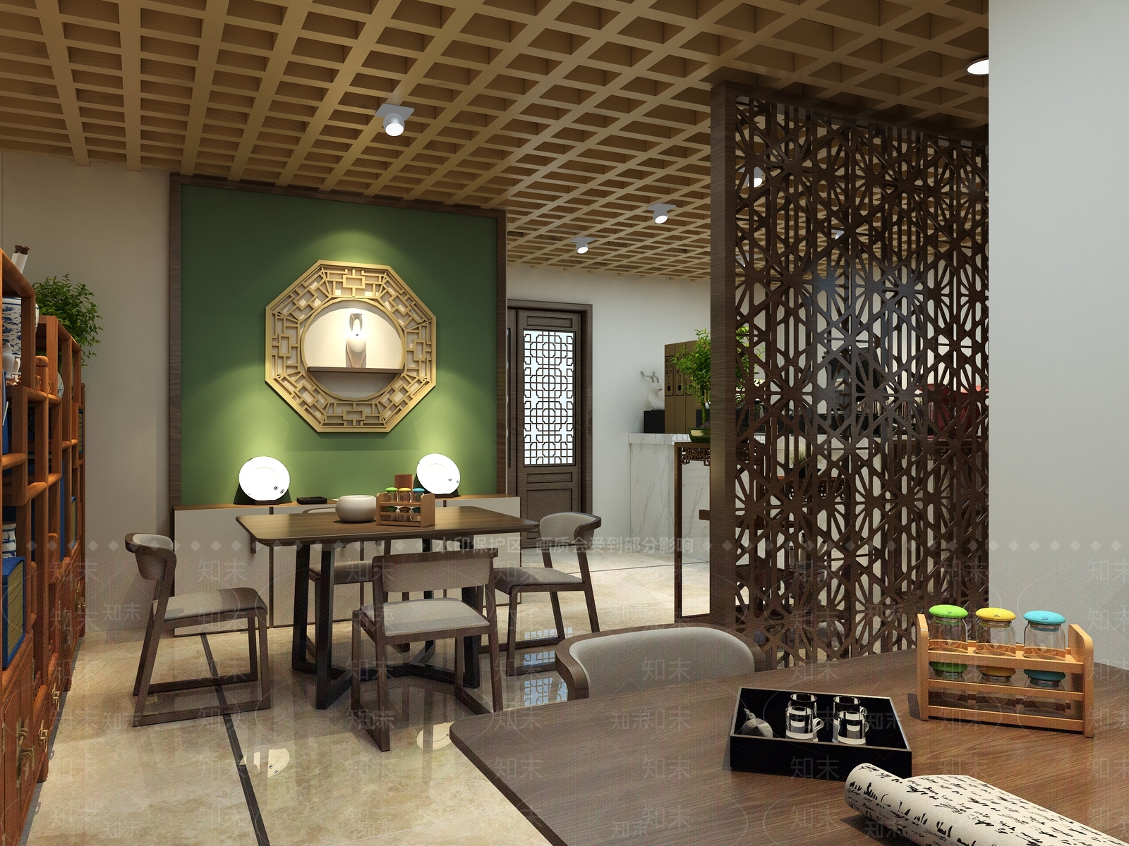 中式江南贡院书香奶茶店古风传统中式隔断摆件博古架书架门头挂画3D模型下载【ID:333227865】