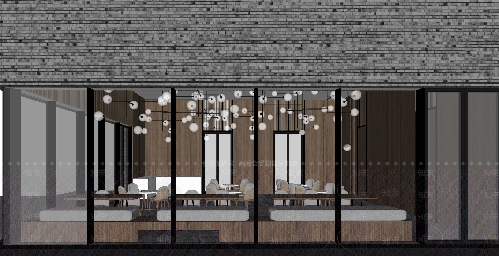 新中式现代酒店餐厅SU模型下载【ID:934780836】