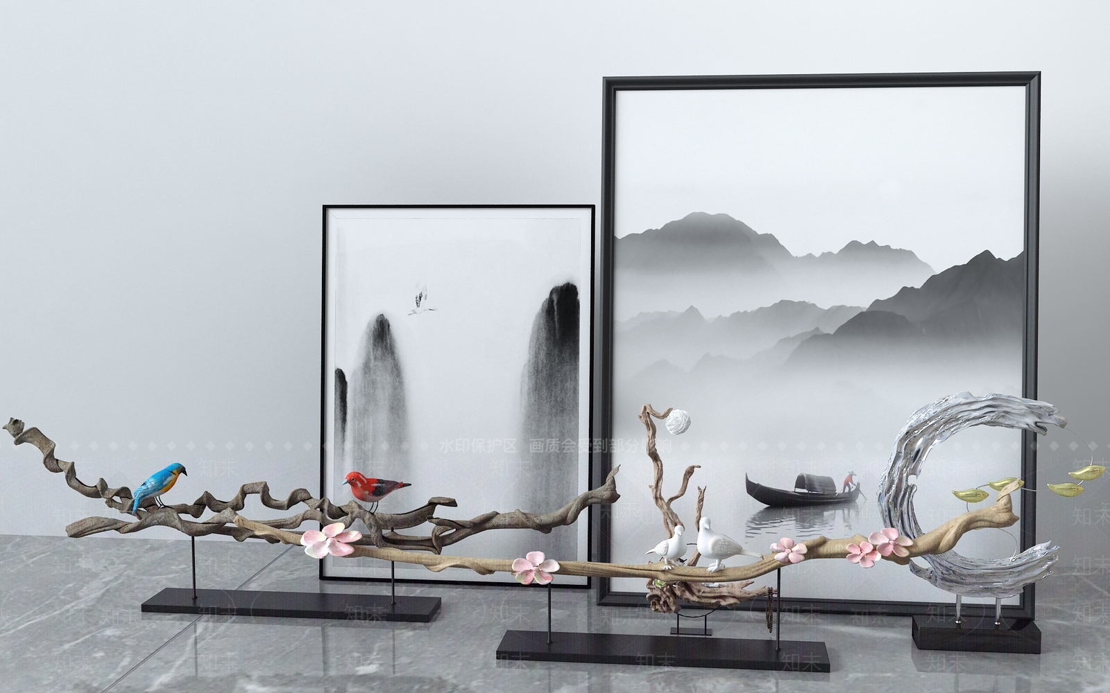 中式摆件相框3D模型下载【ID:633893500】