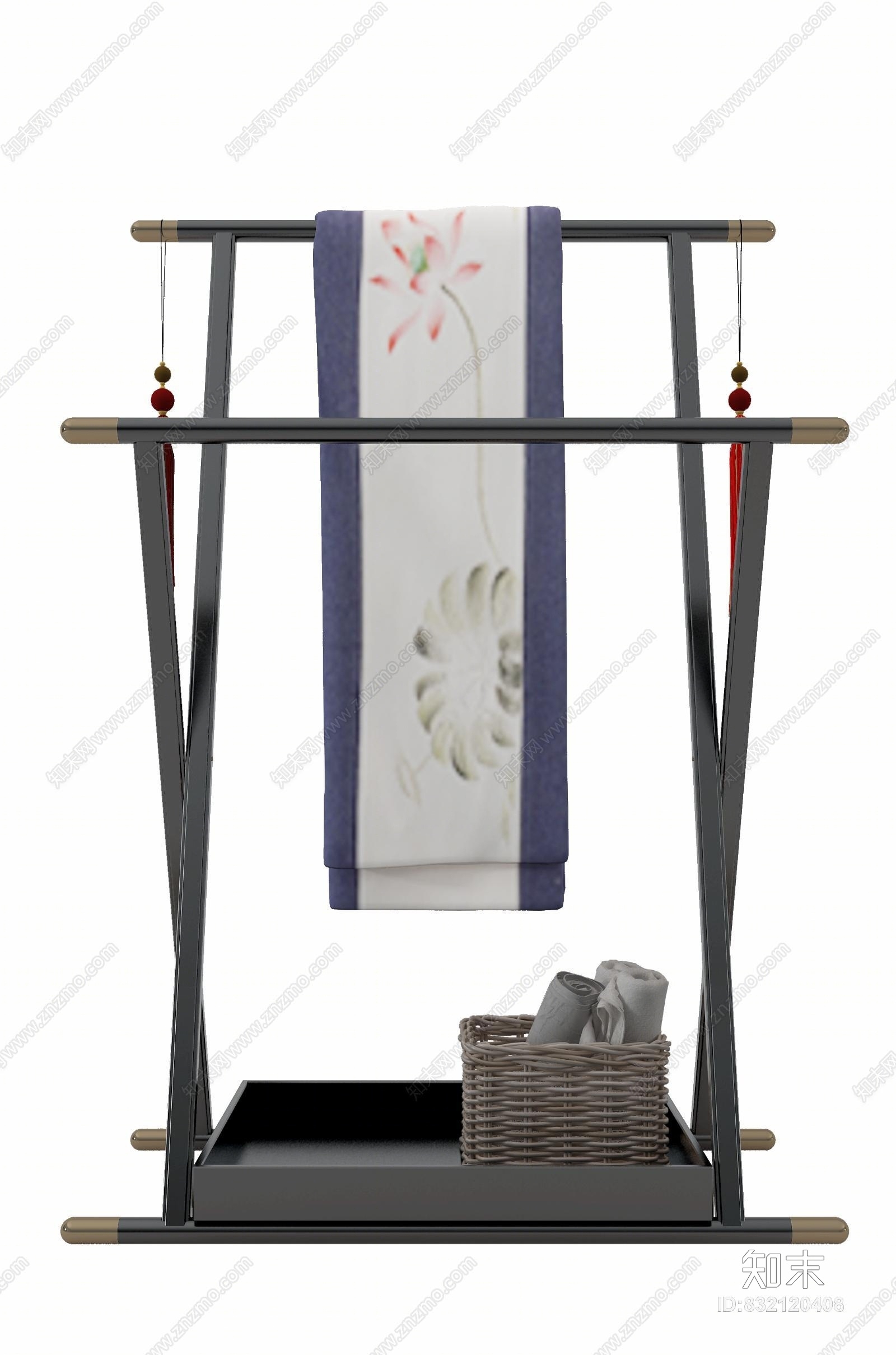 新中式衣架3D模型下载【ID:832120408】