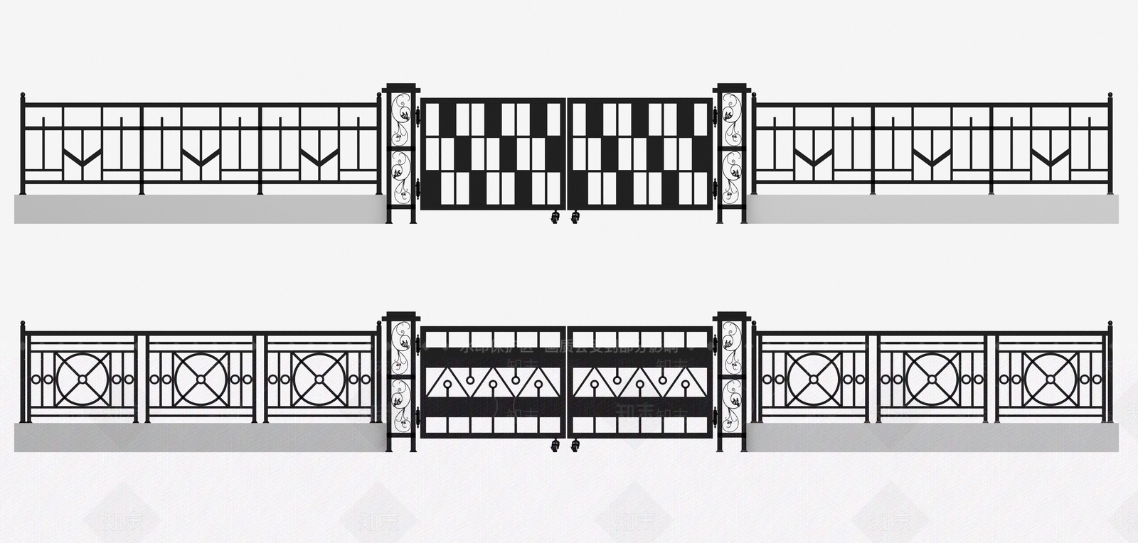 现代铁艺大门3D模型下载【ID:932269523】