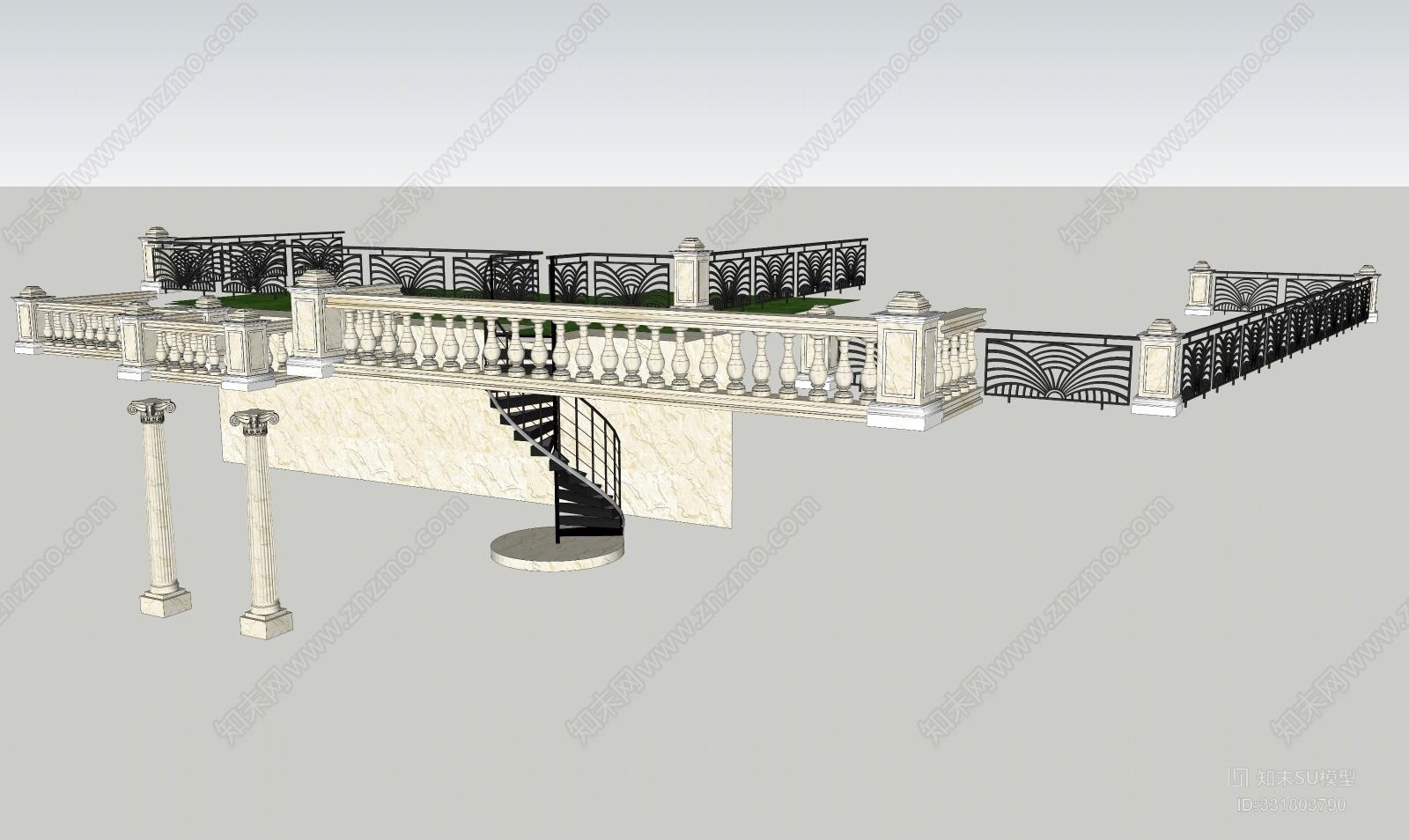 别墅外观栏杆楼梯合集SU模型下载【ID:331803790】