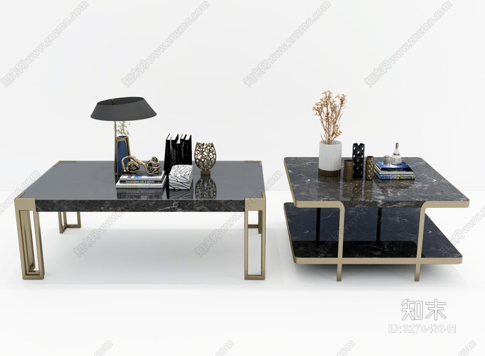 新古典现代茶几组合模型3D模型下载【ID:327843341】