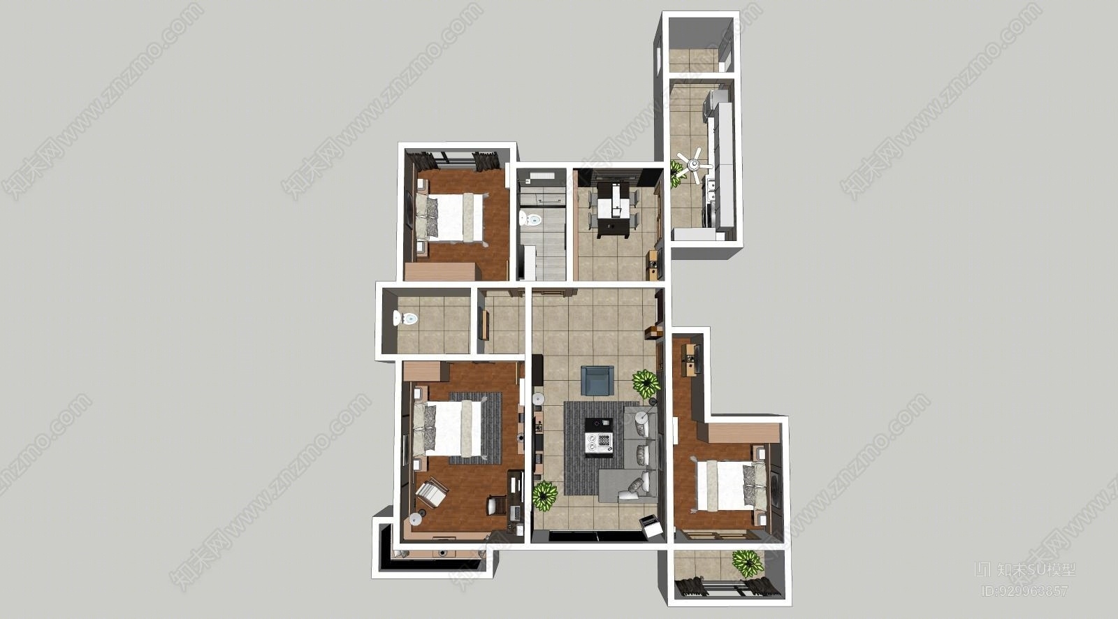 室内设计模型2指示牌SU模型下载【ID:929963857】