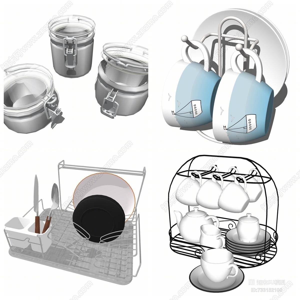 现代厨房用具炊具SU模型下载【ID:733152100】