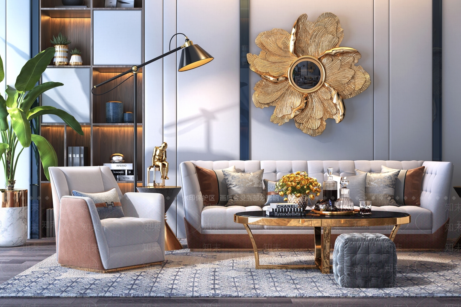 后现代奢华客厅3D模型下载【ID:732946777】