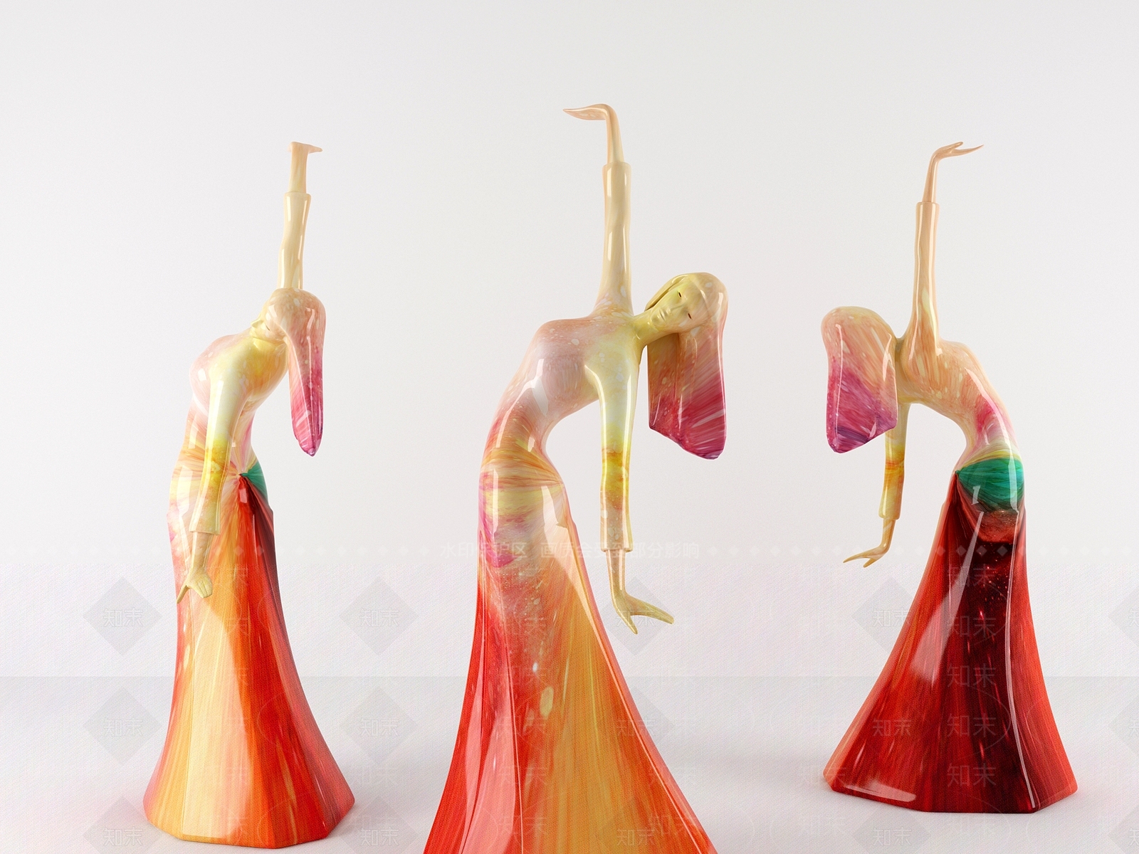 现代美女雕塑摆件3D模型下载【ID:634773507】