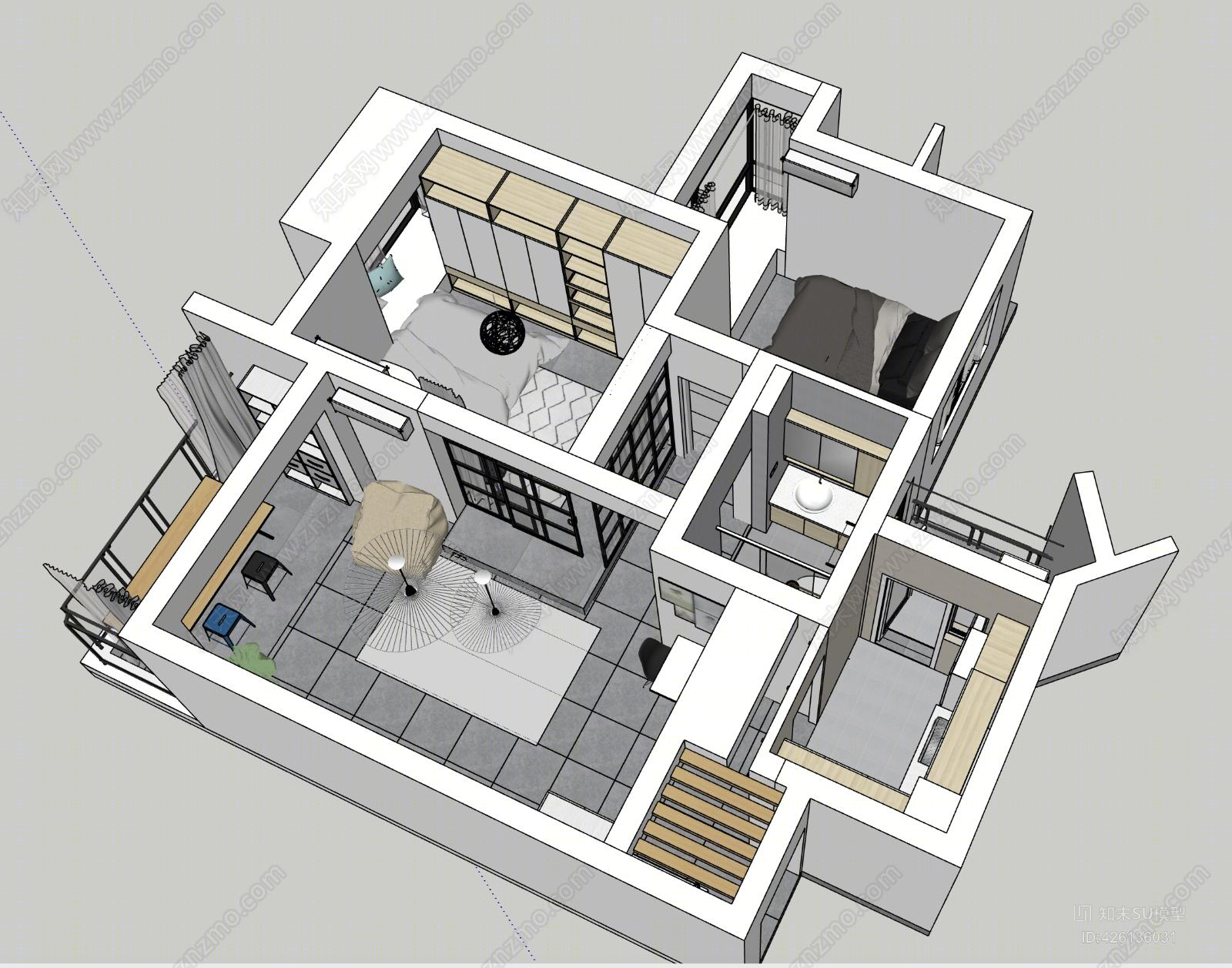 工业风室内装修SU模型下载【ID:426136031】