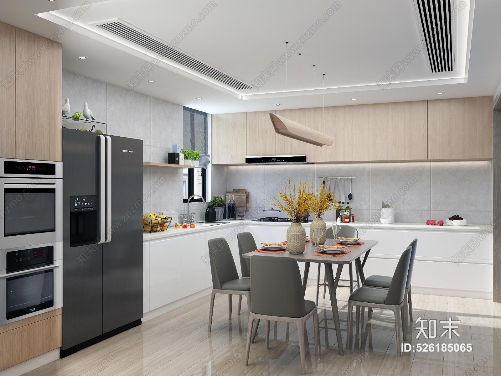 现代风格烤漆橱柜3D模型下载【ID:526185065】