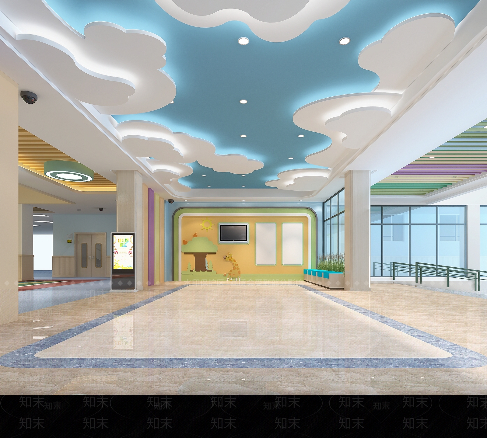 现代幼儿园入口门厅3D模型下载【ID:232321651】